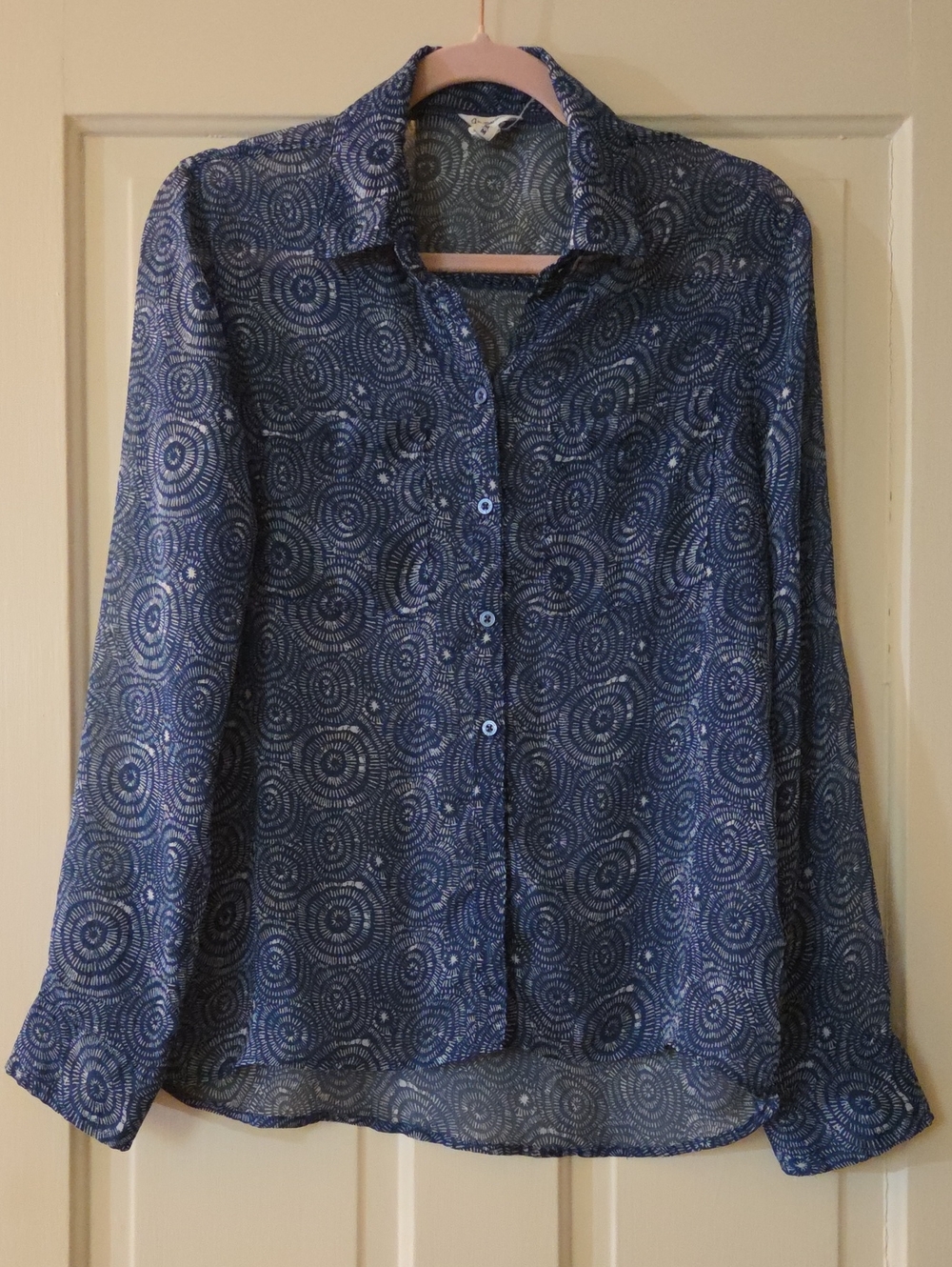 Aeropostale Navy Blue Printed Button-Front Shirt